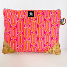 Load image into Gallery viewer, Cork Clutch - Pink Geo Rings