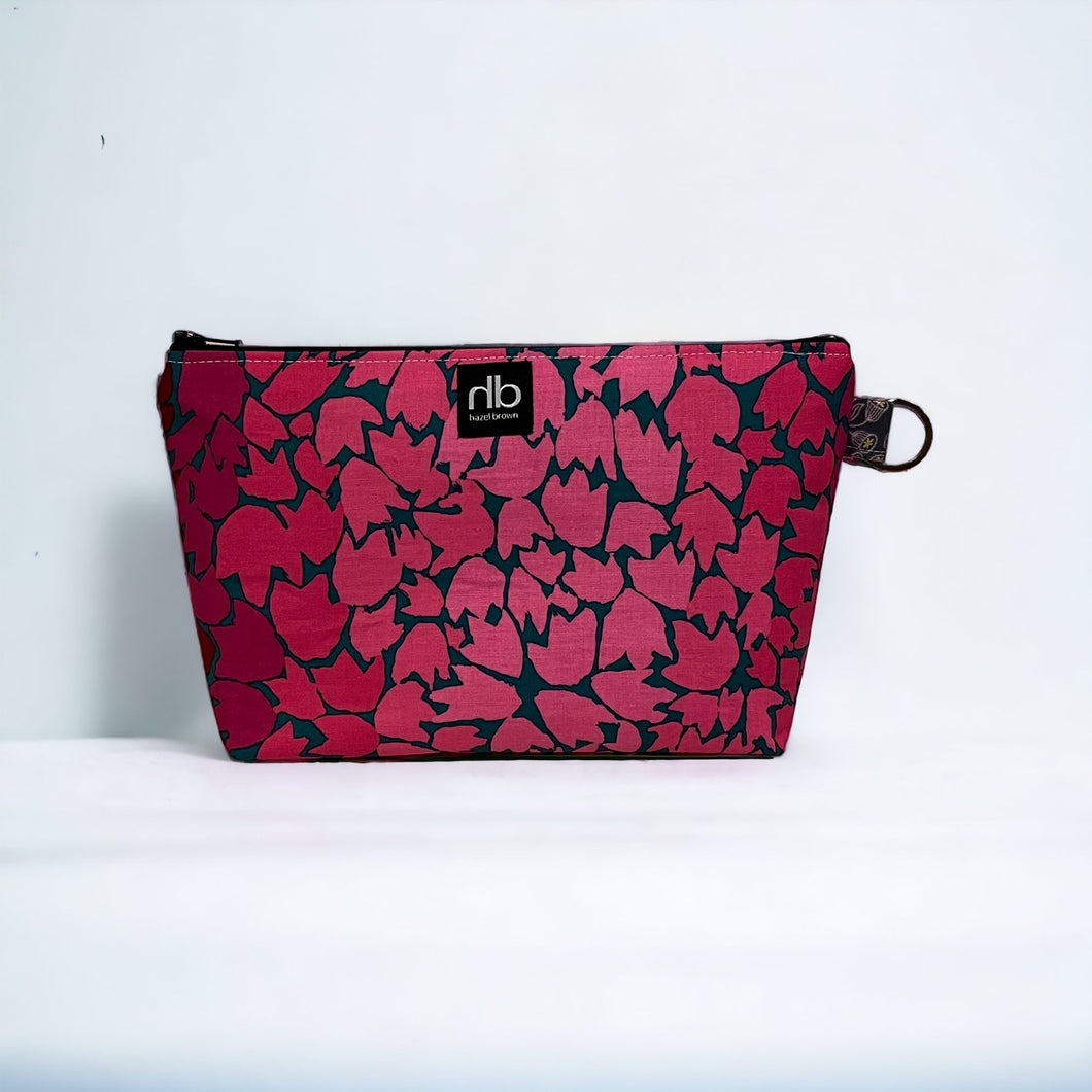 Zipper Pouch with key ring - Ombré Leaves